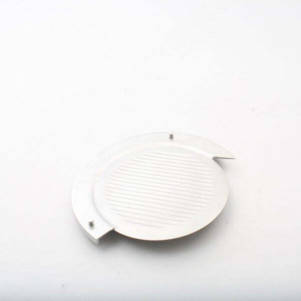 A white plastic Globe knife cover with a round metal insert.