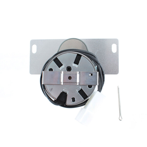 A Merrychef stirrer motor with a black and white wire and a screw.