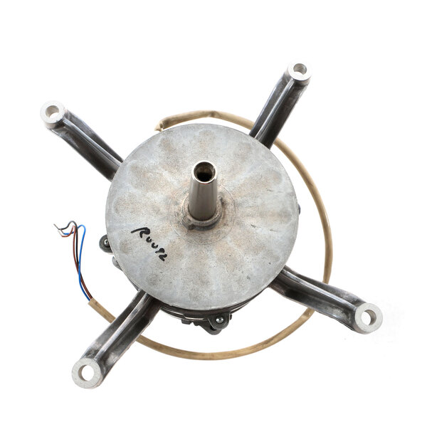 A metal Blodgett R0092 motor with wires attached.