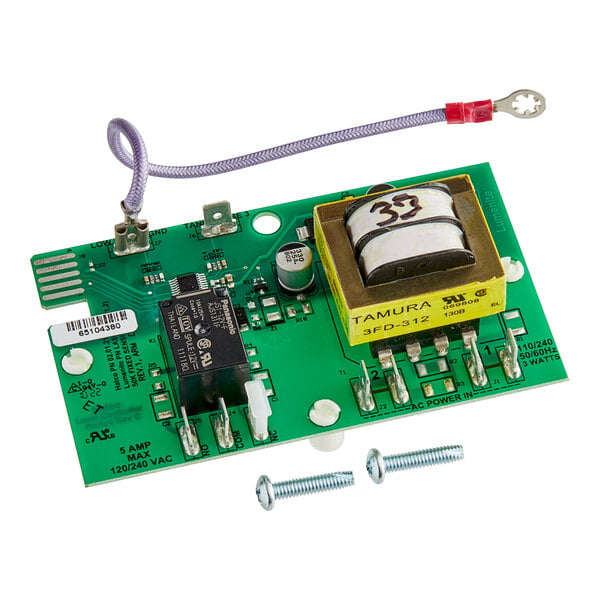 A green Hatco liquid level control board with wires and screws.