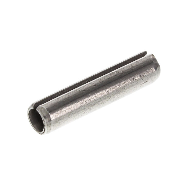 A close-up of a Hobart metal roll pin with a hole on the end.
