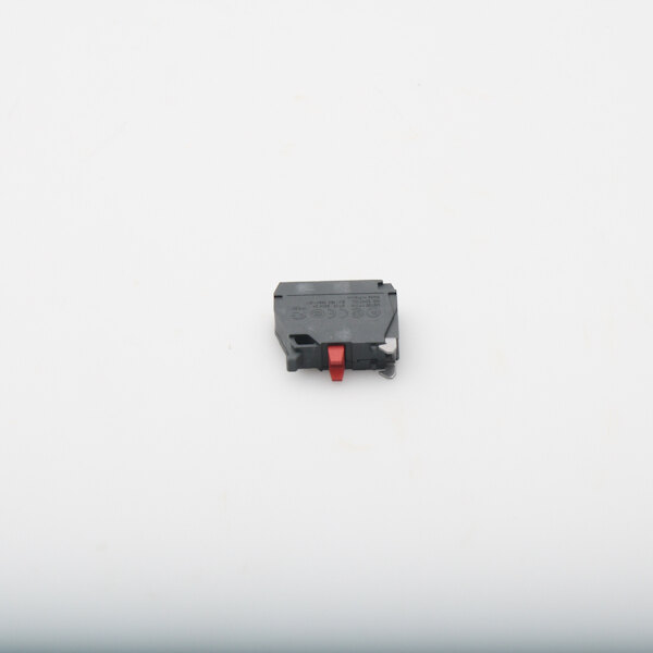A small black and red contact block.