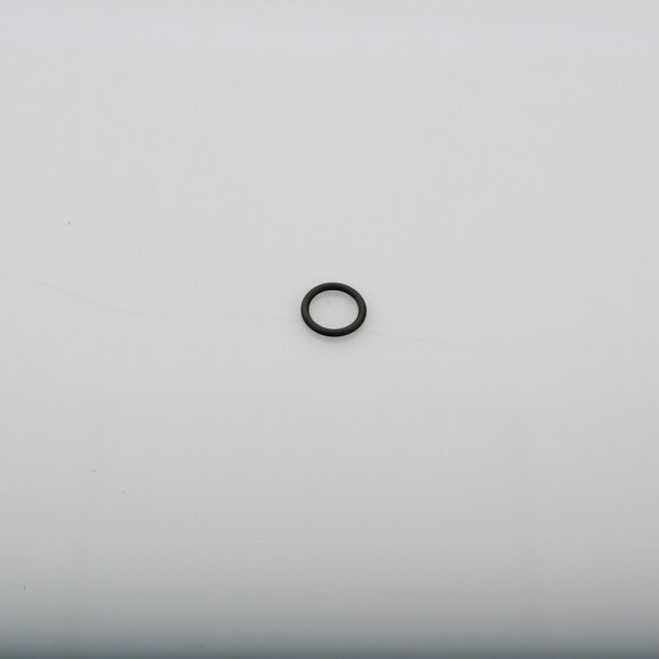 A black Cornelius O-ring on a white surface.