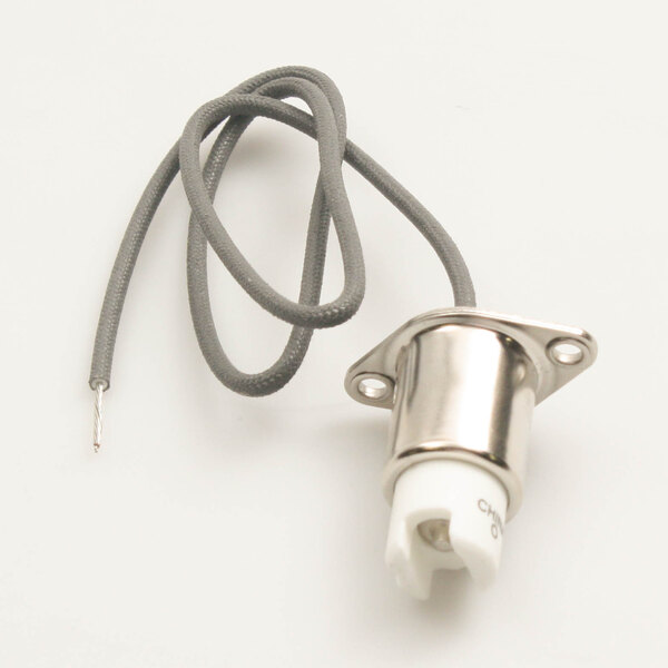 A close-up of a silver metal Rancilio Lampholder Quartz 555 connector.