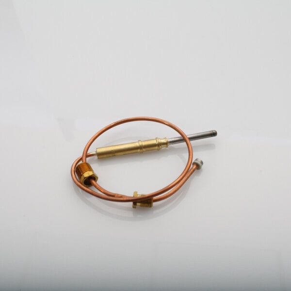 A copper wire with a gold tube.