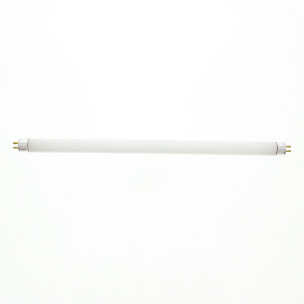 A white fluorescent tube light with gold tips on both ends.
