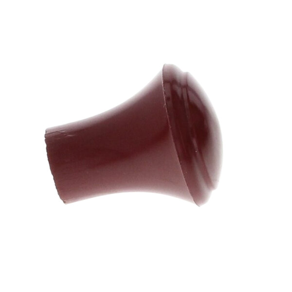 A brown knob with a red center.