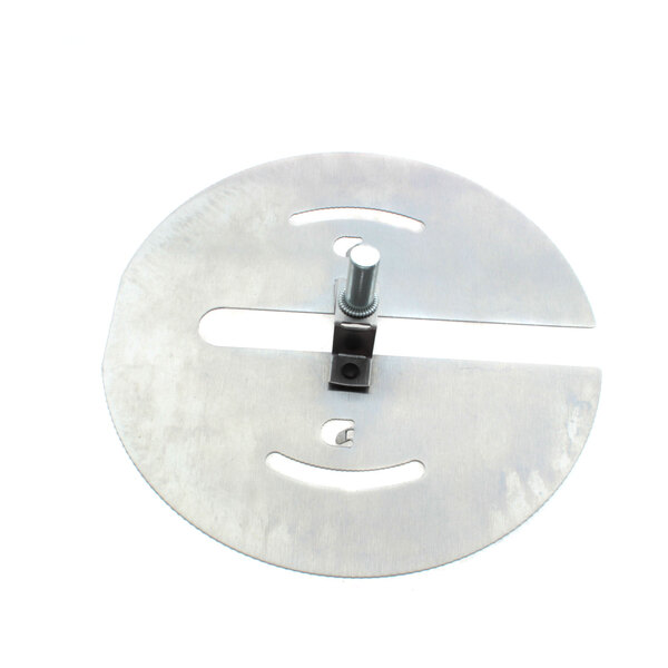 A metal circular object with a screw on it.