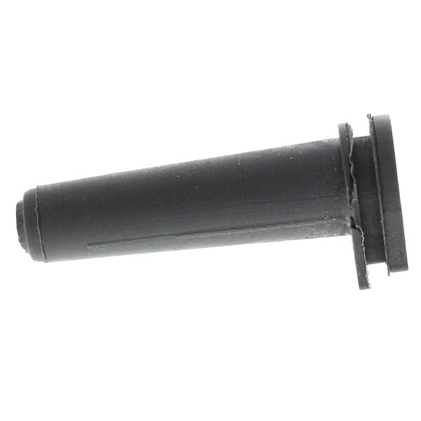 A black rubber sleeve with a hole on a white background.