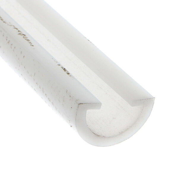 A close-up of a white plastic pipe with a white handle.