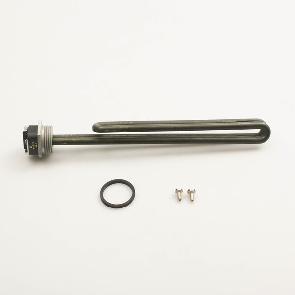 A close up of a Hatco metal rod with screws and a nut.