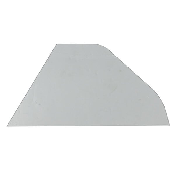 A white triangle-shaped glass piece with rounded edges.