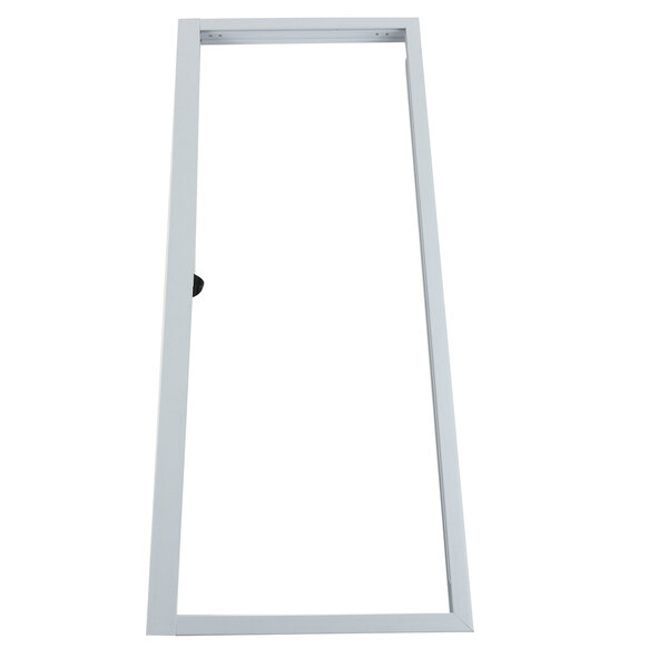 A white rectangular frame with a black handle.