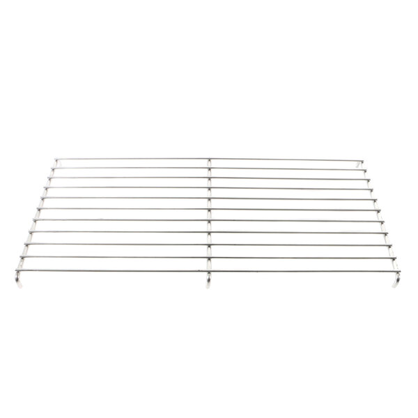 A Randell stainless steel sheet pan rack with a metal grid.