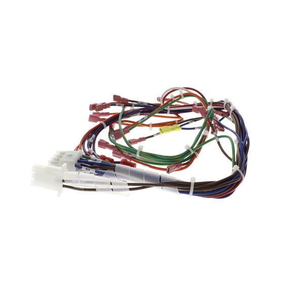 A close-up of a Middleby Marshall wire harness with several colorful wires.