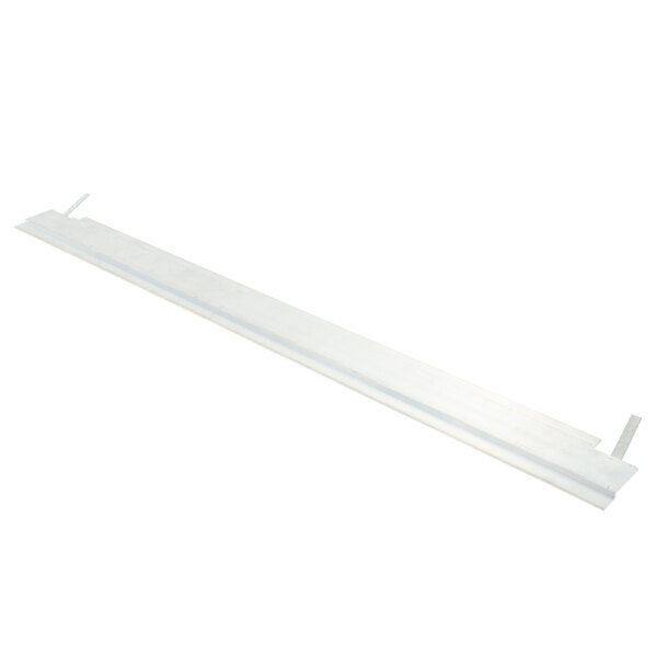 A long white rectangular bottom plate with metal strips.