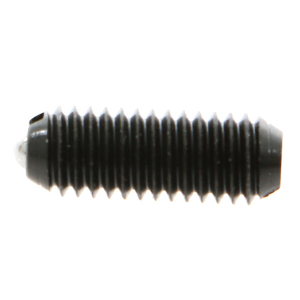 A close-up of a Blakeslee ball plunger screw with a black head.