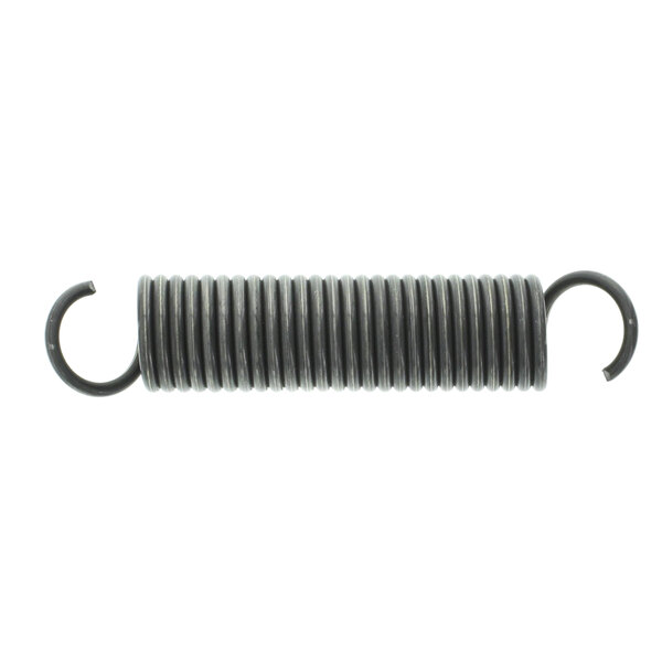 A close up of a black coil with a metal hook.