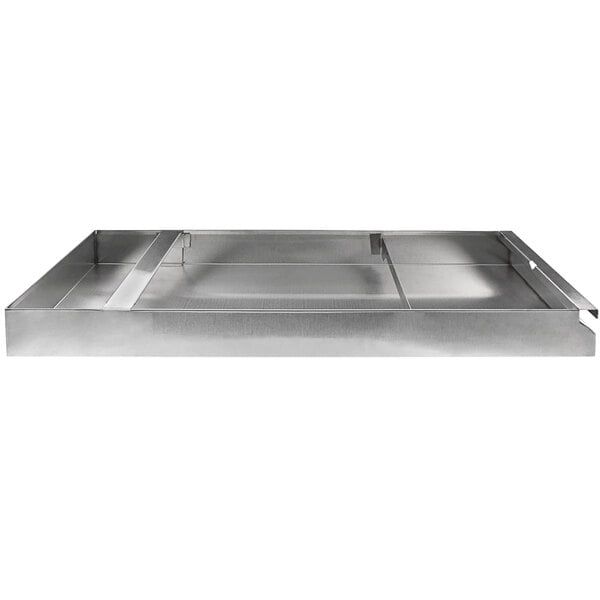 A MagiKitch'n stainless steel griddle tray with compartments and a lid open.