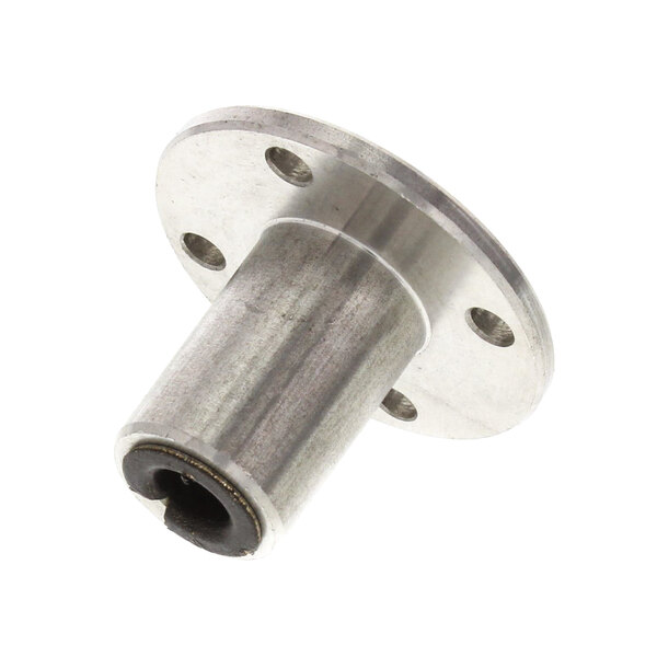 A metal TurboChef stirrer shaft support nut with a hole in it.