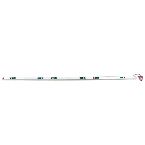 A long white stick with green and red lights.