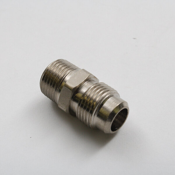 A stainless steel BKI threaded male pipe fitting.
