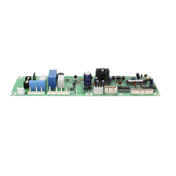 A close-up of a green Turbo Air Refrigeration control board with many different components.