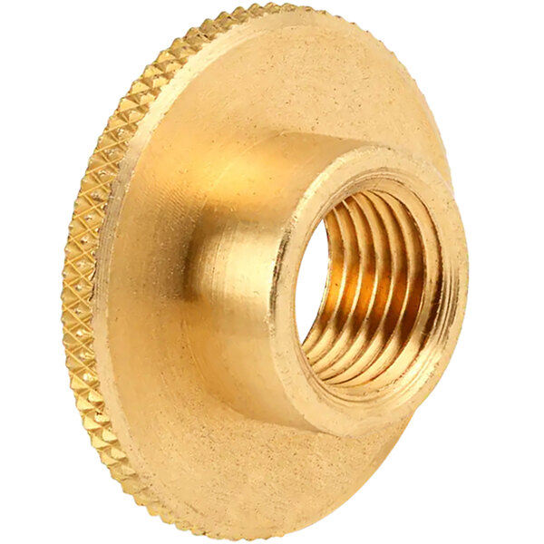 A Bakers Pride brass adjusting disc with a nut in the center.