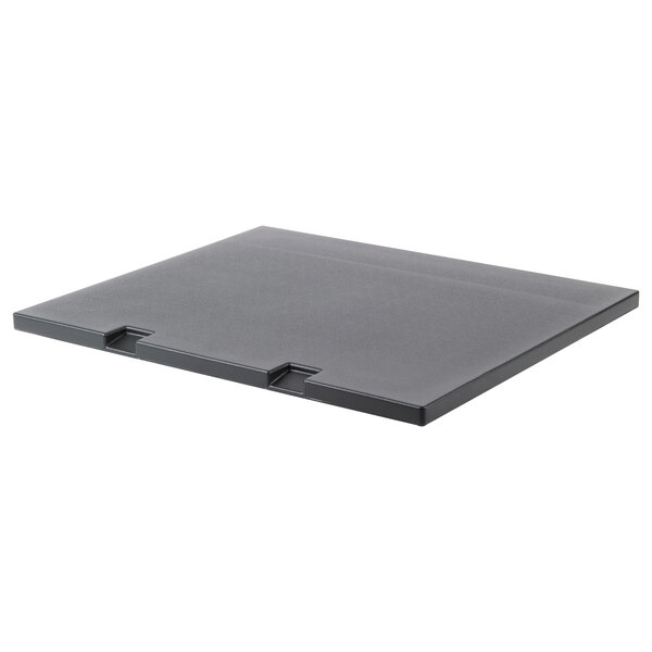 A black rectangular tray with a lid on top.