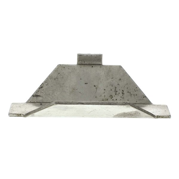A metal bracket with a square shape on top and a screw.