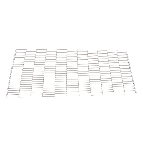 A close-up of a wire mesh on a white background.