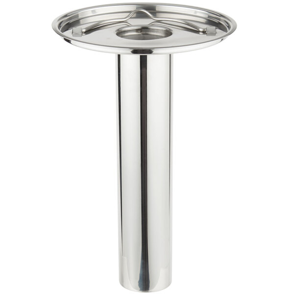 A silver stainless steel cylindrical ice tube with a round top.
