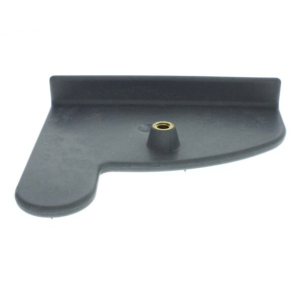 A black plastic pusher assembly with a hole.