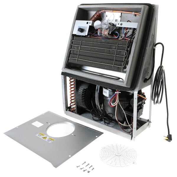 A Randell condensing pack machine with a fan and wiring.