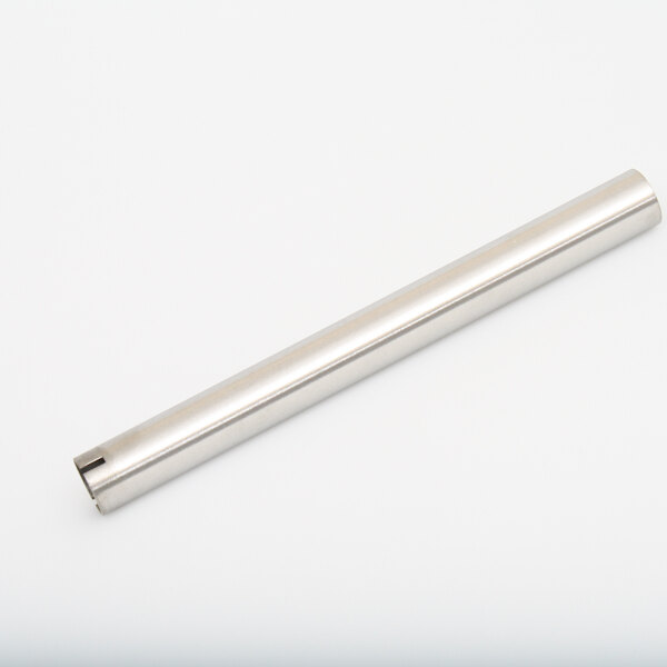 A stainless steel metal tube with silver ends.