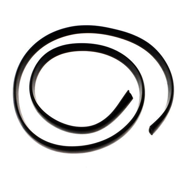 A black rubber tube spiraling on a white background.