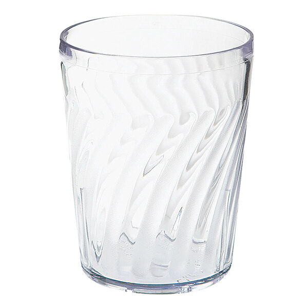 A clear GET Tahiti plastic tumbler with wavy lines.