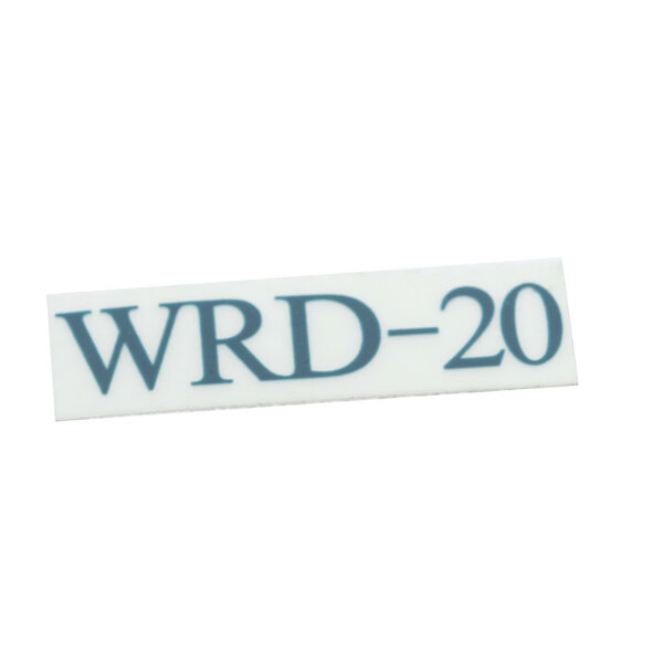 A white rectangular decal with blue text reading "wrd - 20" and the Edlund logo.