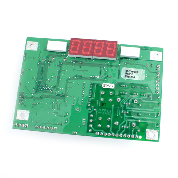 A green Hobart circuit board with red digital display numbers.