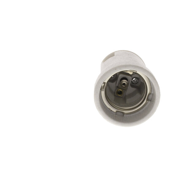 A close-up of a white Alto-Shaam light bulb with a metal base.