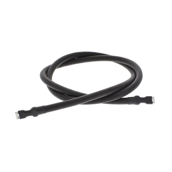 A black cable with metal connectors and two black wires.
