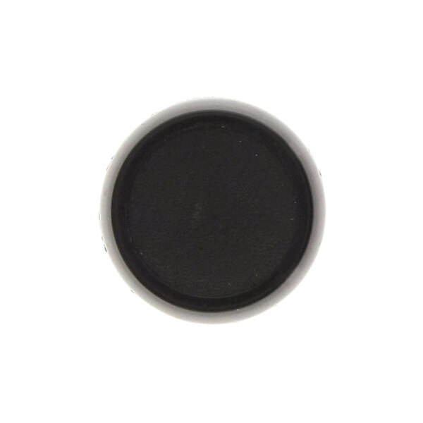 A black round knob with a white background.