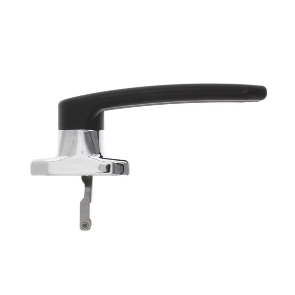 A black and chrome handle for an Alto-Shaam combi oven door.