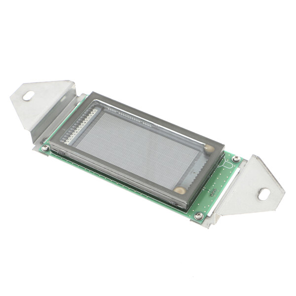 A white rectangular electronic display panel with a green light.