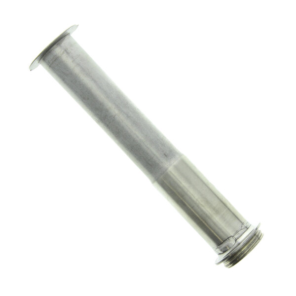 A close-up of a Taylor Company stainless steel syrup pump cylinder with a metal screw.