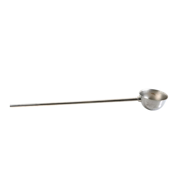 A stainless steel Legion LL6 Kettle Laddle with a long handle.