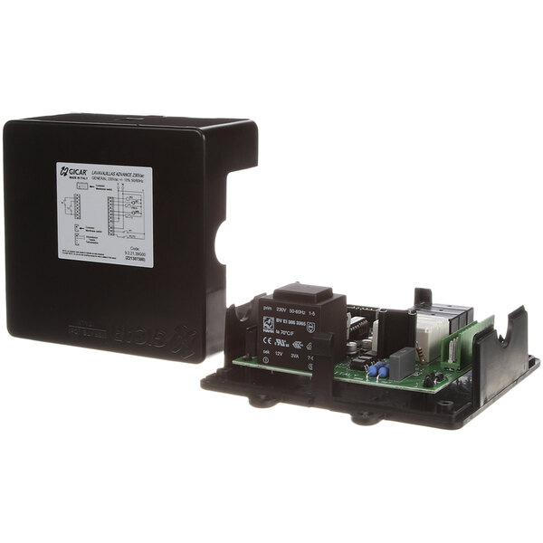 A black Fagor Commercial 5 relay control board with a white label.