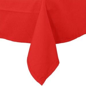 A red rectangular tablecloth with folded edges.