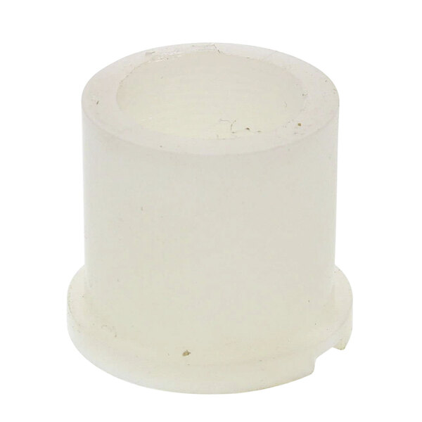 A white plastic cylinder with a hole in it.