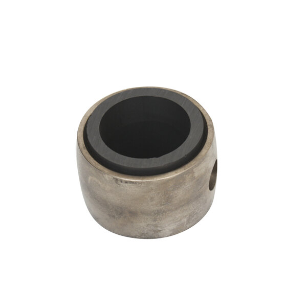 A round metal Baxter bushing with a black ring inside.